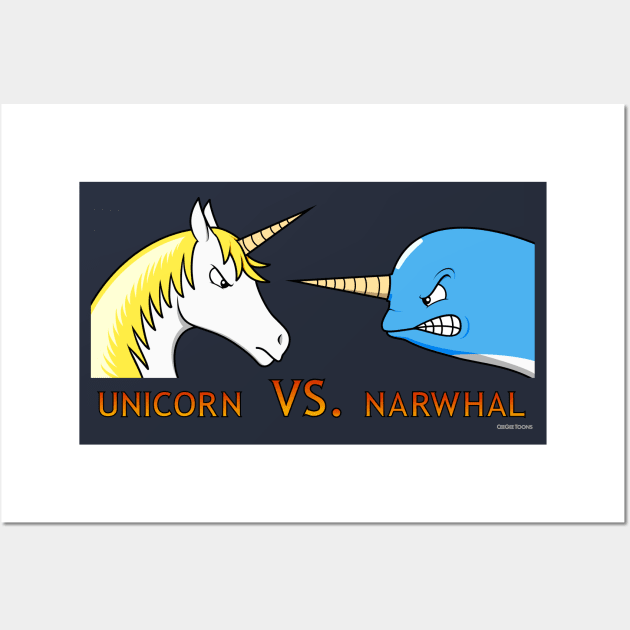 Unicorn Vs. Narwhal Wall Art by CeeGeeToons